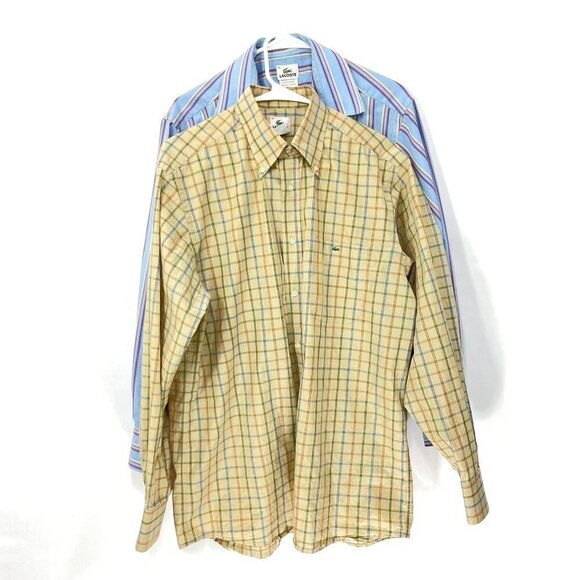 Lacoste Men's Casual Button Down Shirts - Yellow and Blue - Picture 1 of 12